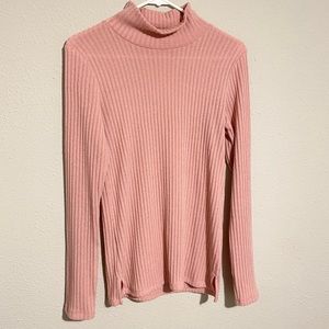 Aritzia Wilfred Free pink ribbed mock neck top